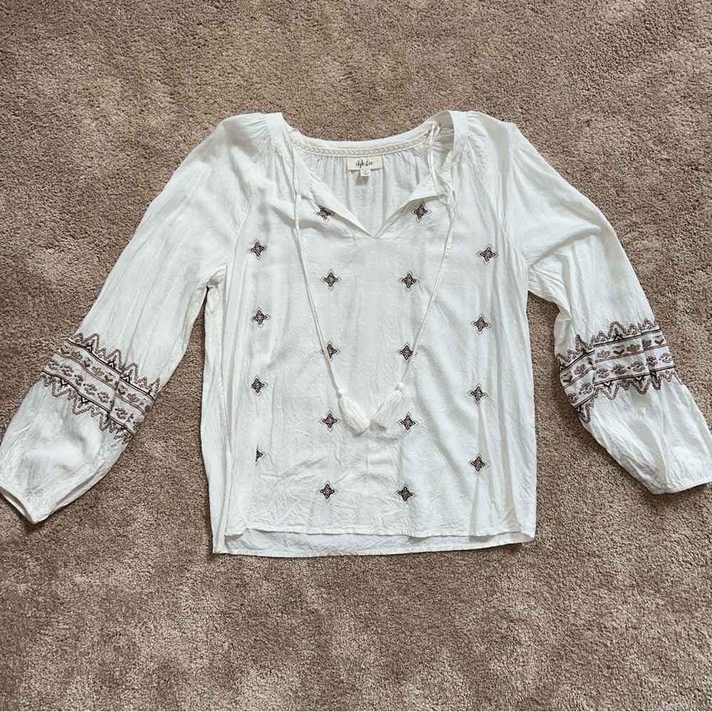 White Embroidered Blouse